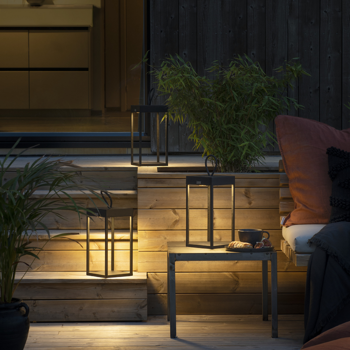 Ravello lanterne 30 cm oppladbar IP54 utendørs - Svart-Utebelysning Hagebelysning-Konstsmide-7811-750-Lightup.no