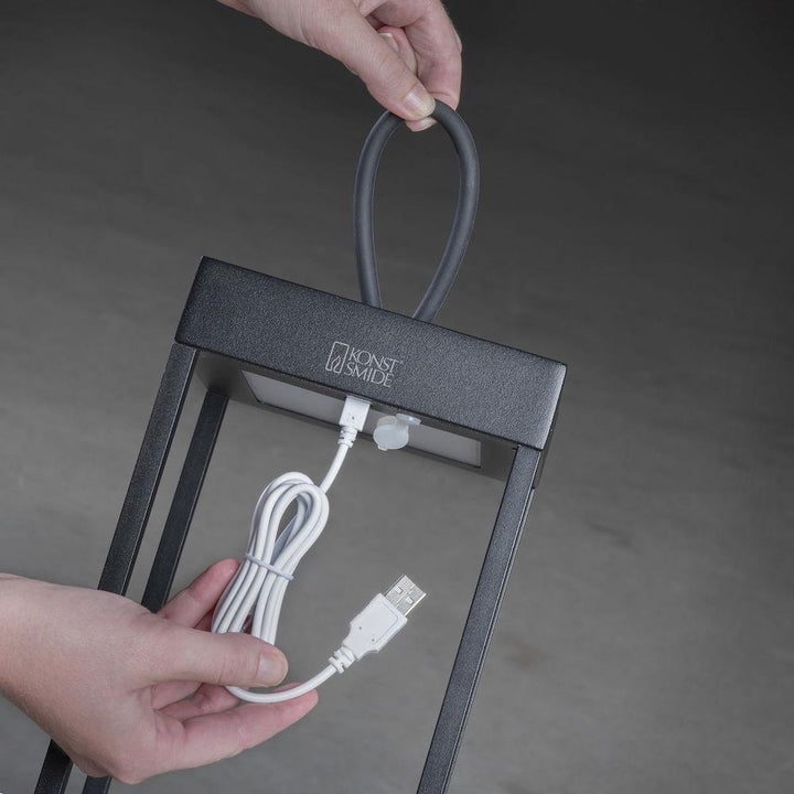 Ravello lanterne 30 cm oppladbar IP54 utendørs - Svart-Utebelysning Hagebelysning-Konstsmide-7811-750-Lightup.no