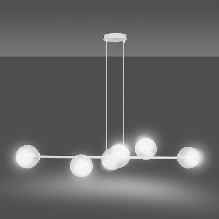 Rossi takpendel 6 lys - Hvit/Klart glass-Takpendler-Emibig-877/6-Lightup.no