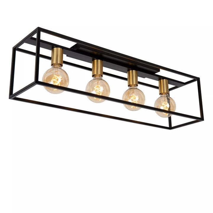 Ruben taklampe 90 cm 4-lys - Svart/Gullfarget-Taklamper-Lucide-Svart / Messing-LC00124/04/30-Lightup.no