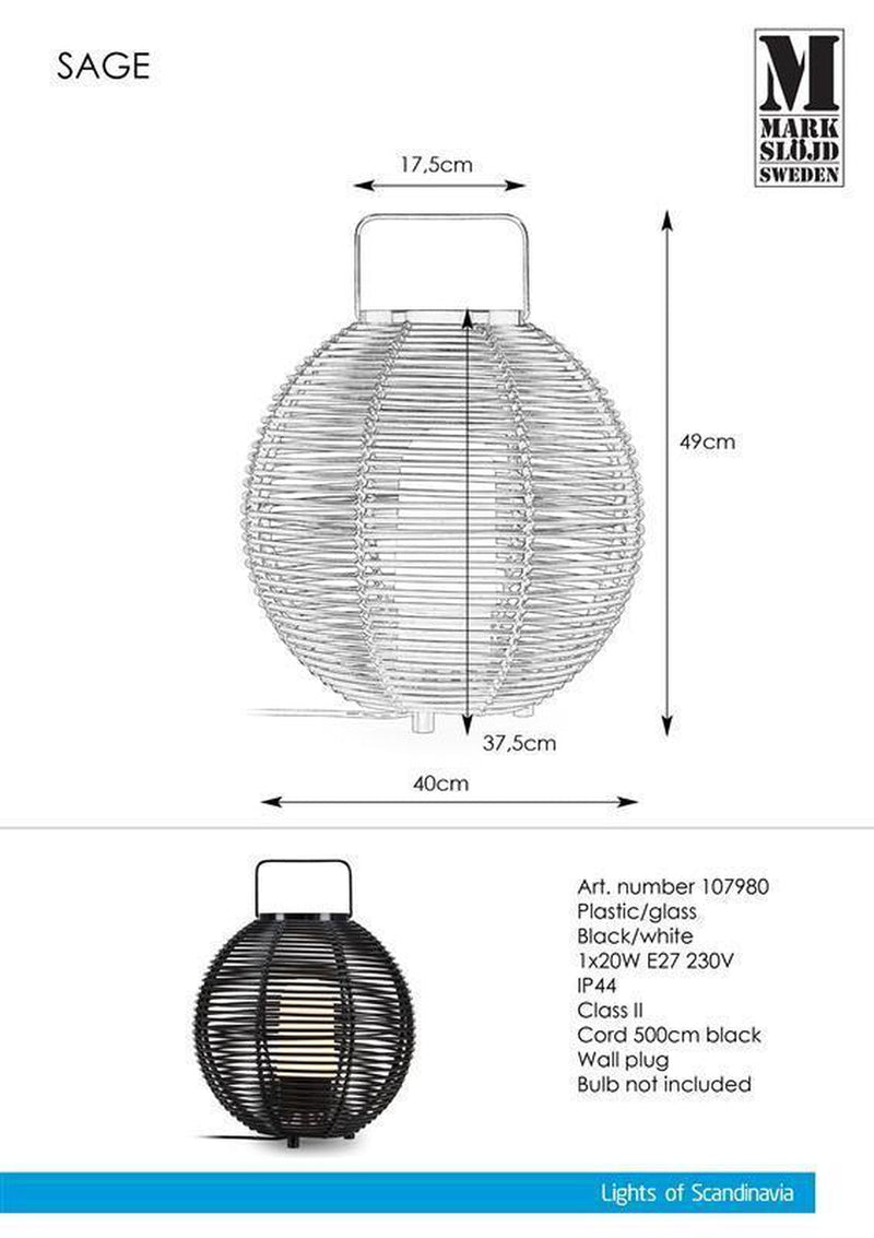 Sage gulvlampe utendørs IP44 - Svart-Utebelysning Hagebelysning-Marksløjd-107980-Lightup.no