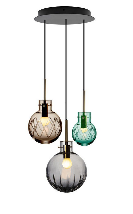 Skumring Krystallkuler 3 stk - Sort Baldakin-Takpendler-Hadeland Glassverk-Blå-Hak__1209330-SKUMRINGBUNDLE-S-SORT-Sort-Baldakin-Lightup.no