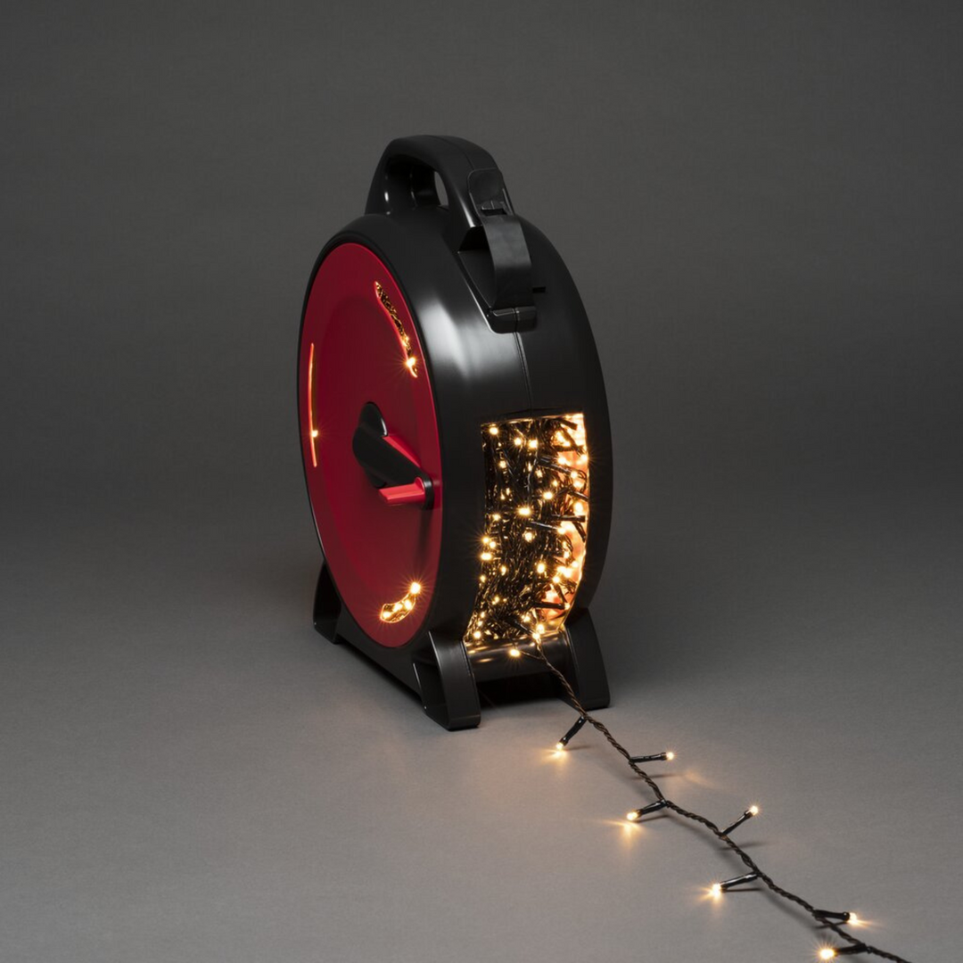 Slynge 1000 LED, 70 meter julelys på trommel IP44 - Varmhvit-Julebelysning juletrelys ute-Konstsmide-3839-107-Lightup.no