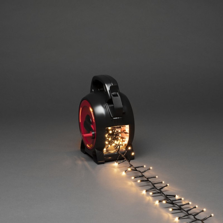 Slynge 200 LED, 5 meter julelys på trommel IP44 - Varmhvit-Julebelysning juletrelys ute-Konstsmide-Hvit-3842-100-Lightup.no