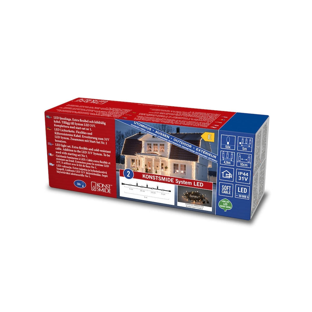 Slynge 5 meter med frostet topp til 31V system - Amber-Lysslynge-system 31V-Konstsmide-4850-837-Lightup.no