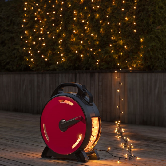 Slynge 800 LED, 56 meter julelys på trommel IP44 - Varmhvit-Julebelysning juletrelys ute-Konstsmide-Hvit-3838-107-Lightup.no