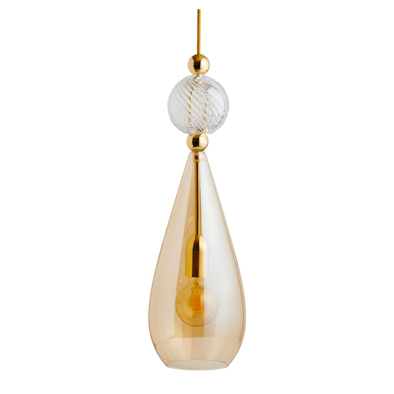 Smykke takpendel L Golden Smoke/krystall swirl ball-Takpendler-EBB & FLOW-LA101915-Lightup.no