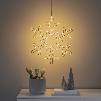 Snefnugg 48 cm 100 amber LED - Sølv-Julebelysning dekor og pynt-Konstsmide-1803-993-Lightup.no