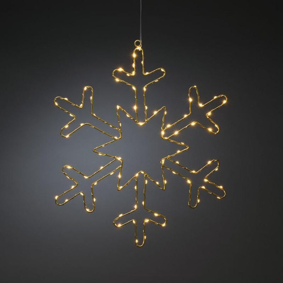 Snefnugg 48 cm 100 amber led - Gull-Julebelysning dekor og pynt-Konstsmide-1803-883-Lightup.no