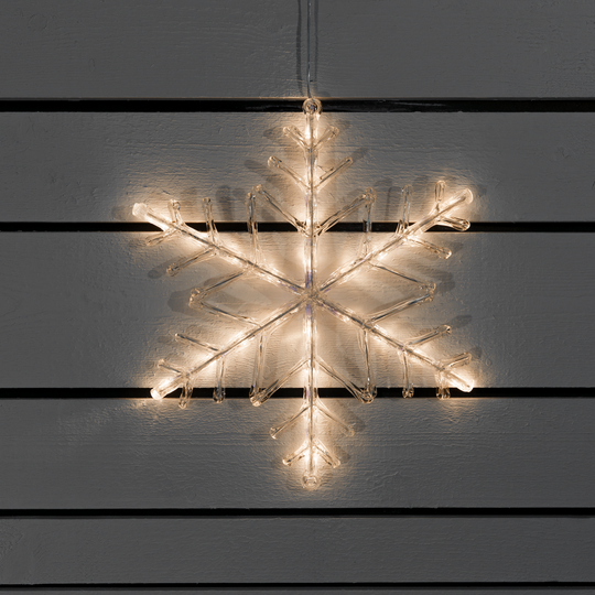 Snøfnugg med 24 varmhvite LED 40 cm IP44 utendørs-Julebelysning dekor og pynt ute-Konstsmide-Hvit-4440-103-Lightup.no