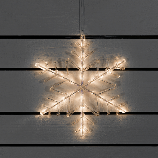 Snøfnugg varmhvite LED 40 cm IP44 utendørs - Batteridrevet-Julebelysning dekor og pynt ute-Konstsmide-Hvit-4540-103-Lightup.no