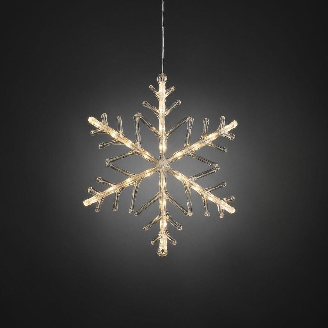 Snøfnugg varmhvite LED 40 cm IP44 utendørs - Batteridrevet-Julebelysning dekor og pynt ute-Konstsmide-Hvit-4540-103-Lightup.no
