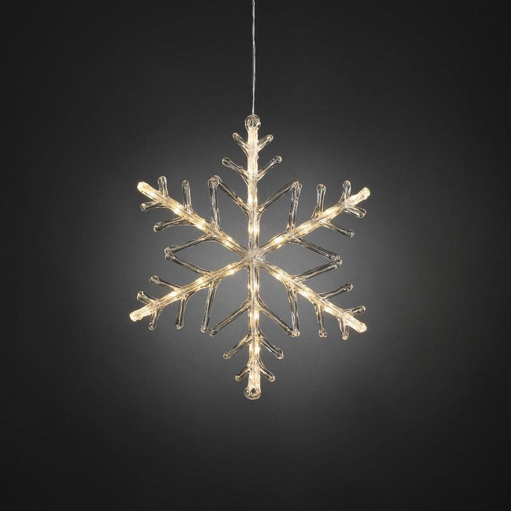 Snøfnugg varmhvite LED 40 cm IP44 utendørs - Batteridrevet-Julebelysning dekor og pynt ute-Konstsmide-Hvit-4540-103-Lightup.no
