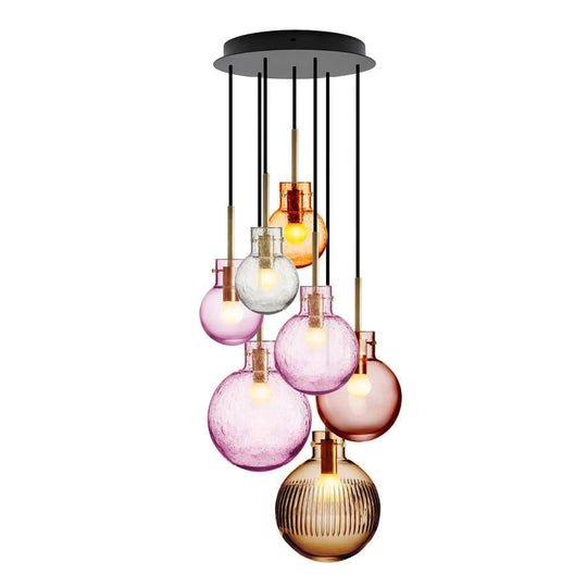 Soloppgang Krystallkuler 7 stk - Sort Baldakin-Takpendler-Hadeland Glassverk-Krystall-Hak__1221545-soloppgang-Sort-Baldakin-Lightup.no