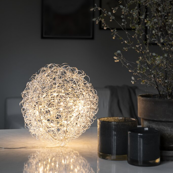Sølv Metallball - 25 cm-Julebelysning dekor og pynt-Konstsmide-Sølv-3514-303-Lightup.no