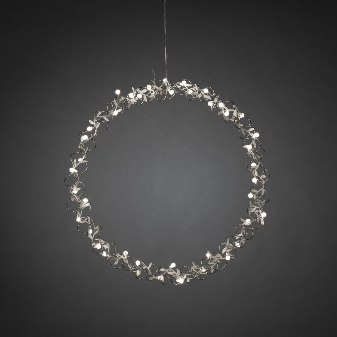 Sølvfarget krans - 45 cm-Julebelysning dekor og pynt-Konstsmide-Sølv-1788-303-Lightup.no