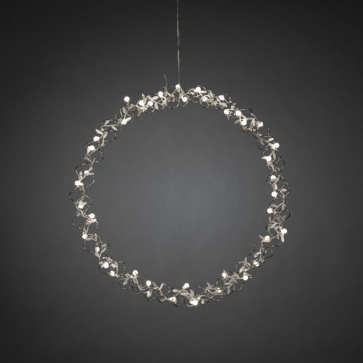 Sølvfarget krans - 45 cm-Julebelysning dekor og pynt-Konstsmide-Sølv-1788-303-Lightup.no
