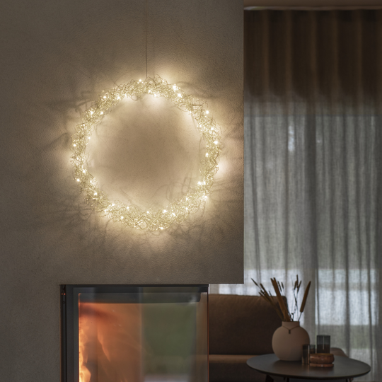 Sølvfarget metallkrans - 45 cm-Julebelysning dekor og pynt-Konstsmide-Sølv-1789-303-Lightup.no