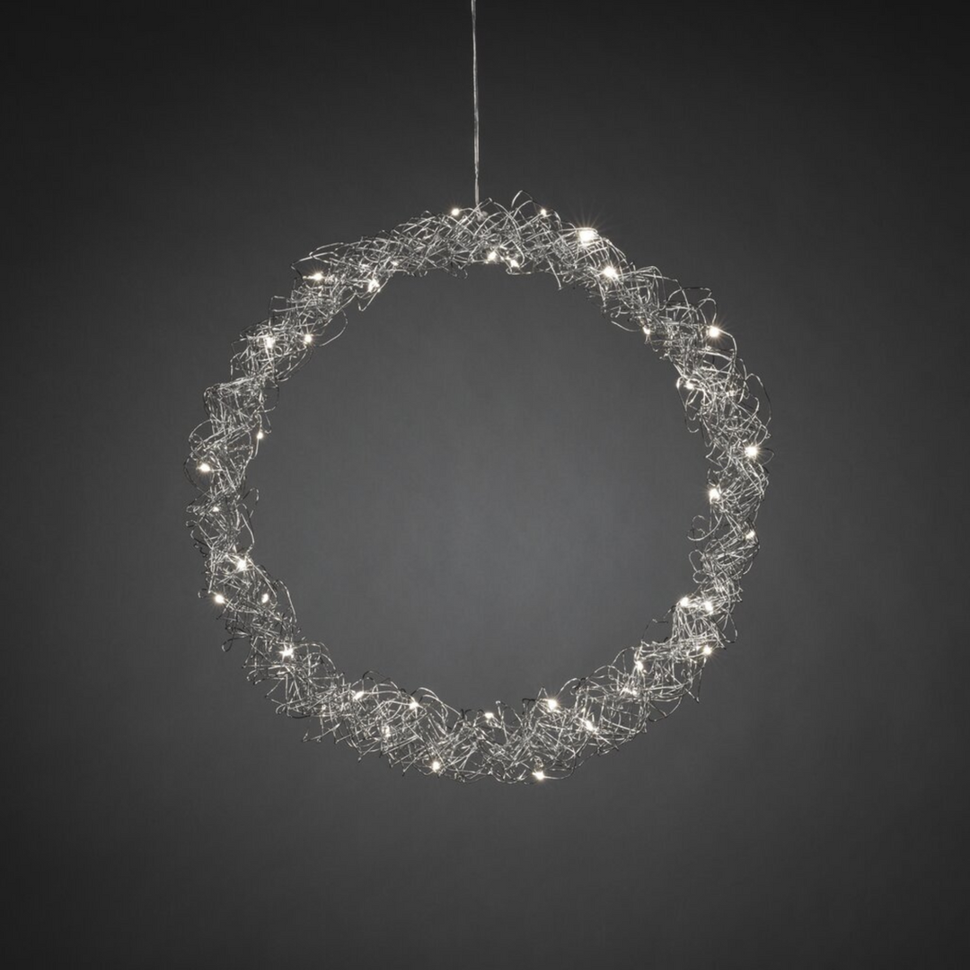 Sølvfarget metallkrans - 45 cm-Julebelysning dekor og pynt-Konstsmide-Sølv-1789-303-Lightup.no