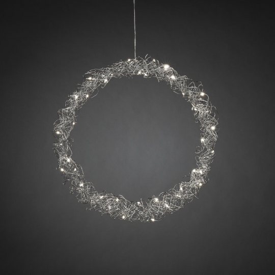 Sølvfarget metallkrans - 45 cm-Julebelysning dekor og pynt-Konstsmide-Sølv-1789-303-Lightup.no