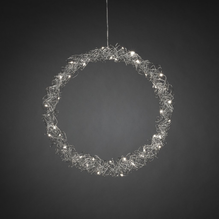 Sølvfarget metallkrans - 45 cm-Julebelysning dekor og pynt-Konstsmide-Sølv-1789-303-Lightup.no