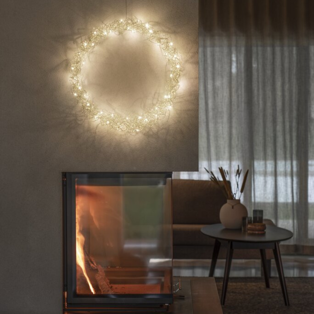 Sølvfarget metallkrans - 45 cm-Julebelysning dekor og pynt-Konstsmide-Sølv-1789-303-Lightup.no