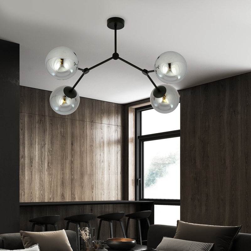 Space taklampe 4 lys - Svart/Røykfarget-Taklamper-Emibig-1134/4-Lightup.no