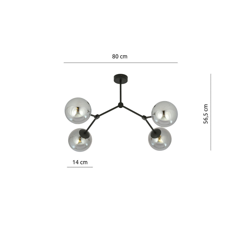 Space taklampe 4 lys - Svart/Røykfarget-Taklamper-Emibig-1134/4-Lightup.no