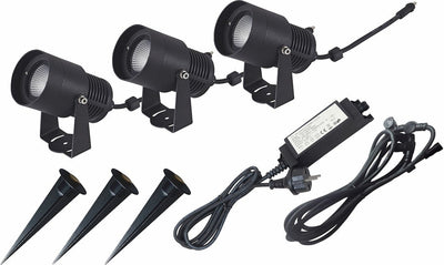 Spot uplight LED-kit utendørs IP65 3x6W 3000K - Antrasitt grå-Utebelysning spyd-Malmbergs-9977115-Lightup.no