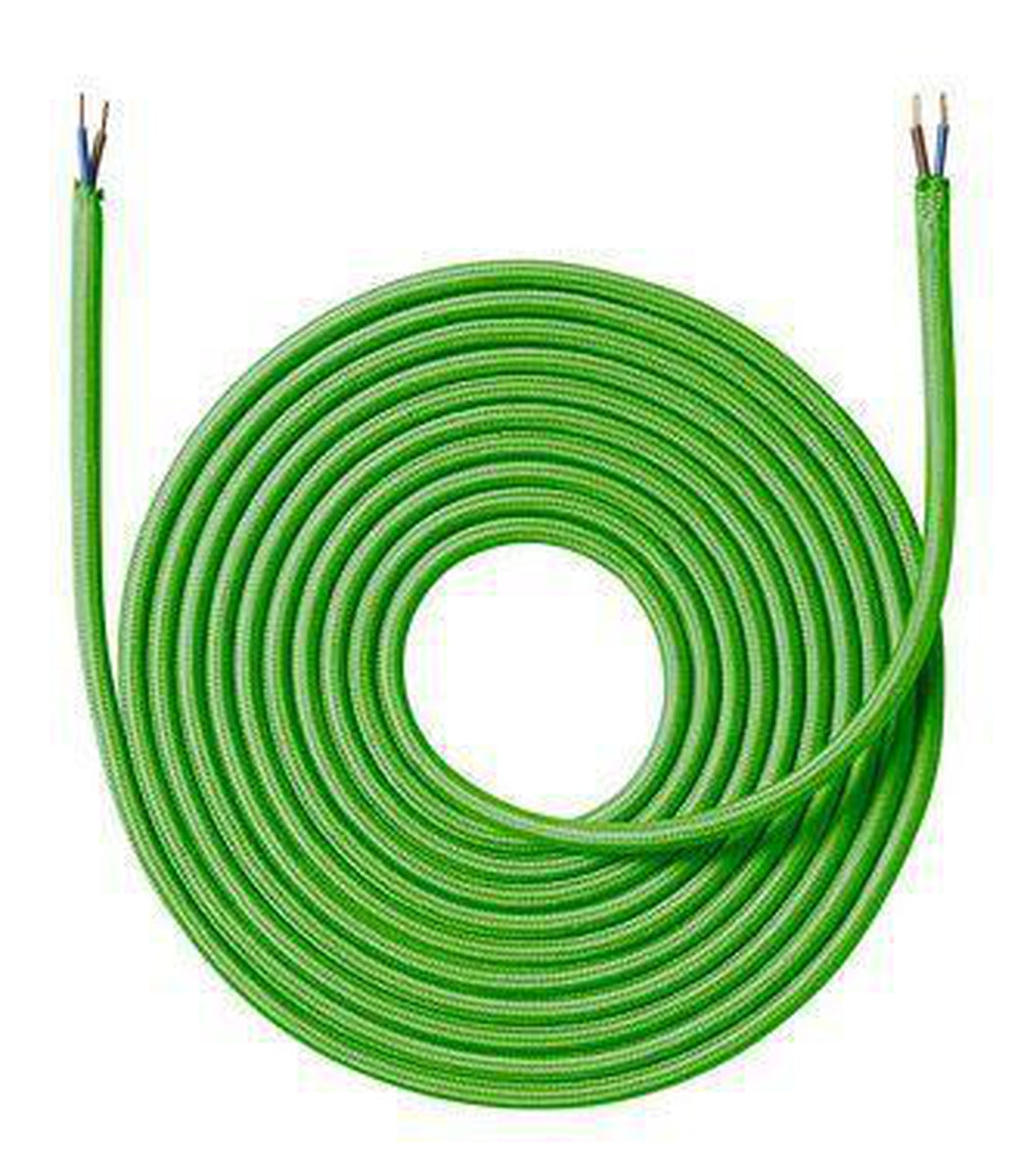 Stoffledning 4 meter uten jord - Lime grønn-Elektro Kabel-Nielsen Light-NL-950403-Lightup.no