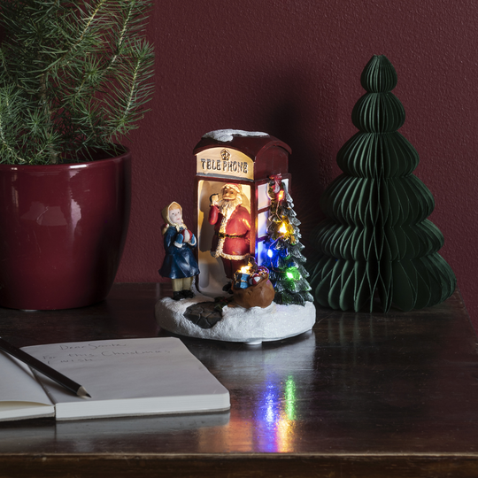 Telefonkiosk med nisse og barn - Batteridrevet-Julebelysning dekor og pynt-Konstsmide-4211-000-Lightup.no