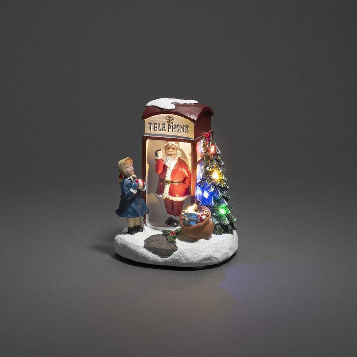 Telefonkiosk med nisse og barn - Batteridrevet-Julebelysning dekor og pynt-Konstsmide-4211-000-Lightup.no