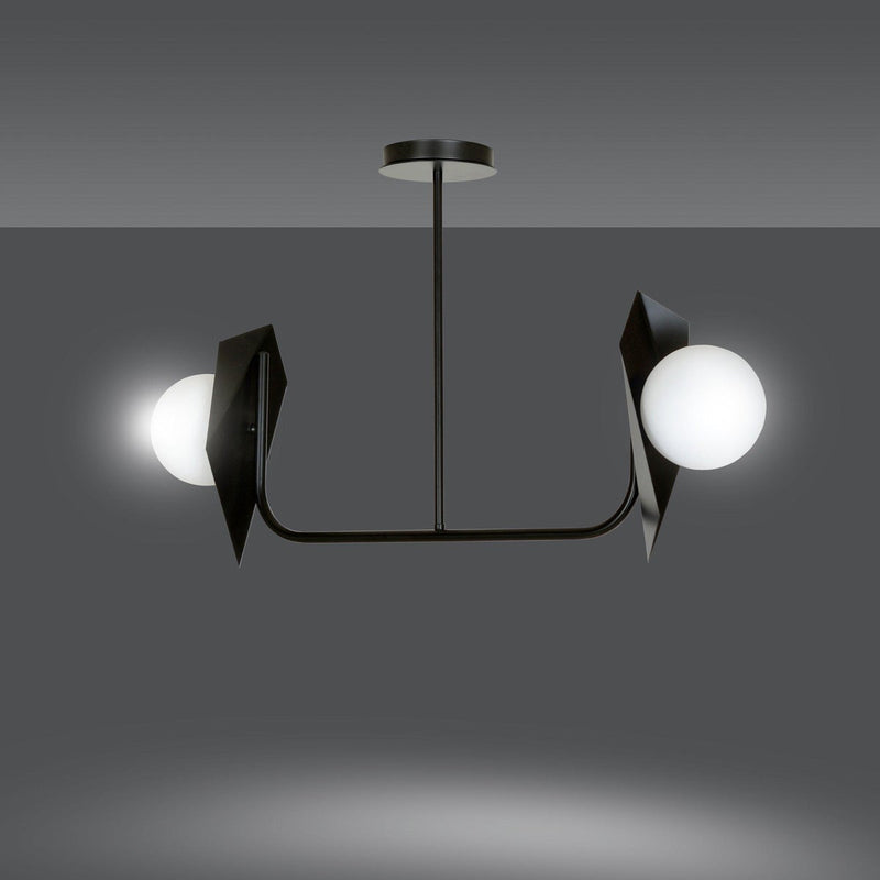 Thord 2 taklampe - Svart/Opal-Taklamper-Emibig-1026/2-Lightup.no