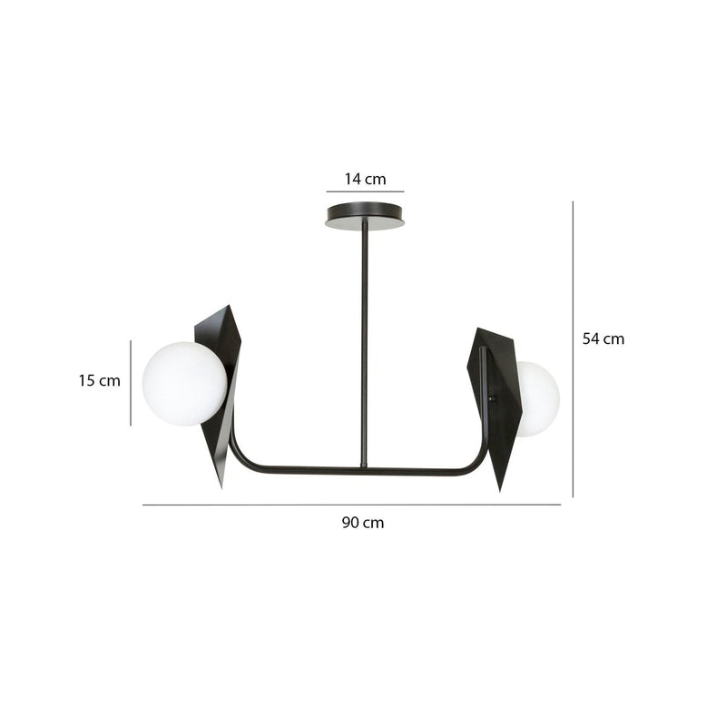 Thord 2 taklampe - Svart/Opal-Taklamper-Emibig-1026/2-Lightup.no