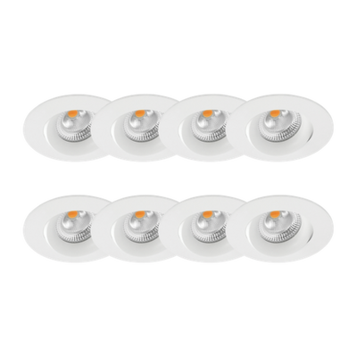 Tigrus 360° Rotatable lavtbyggende downlight 8W 1800-3000K Dim2Warm IP44 8 pakning - Hvit-Downlight lavtbyggende-Norlux-25927-D2W-36-3-8PK-Lightup.no