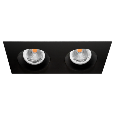 Tigrus Square Double 360° justerbare lavtbyggende downlight 2x7W 2700K IP44 - Svart-Downlight lavtbyggende-Norlux-27927-36-2-Lightup.no