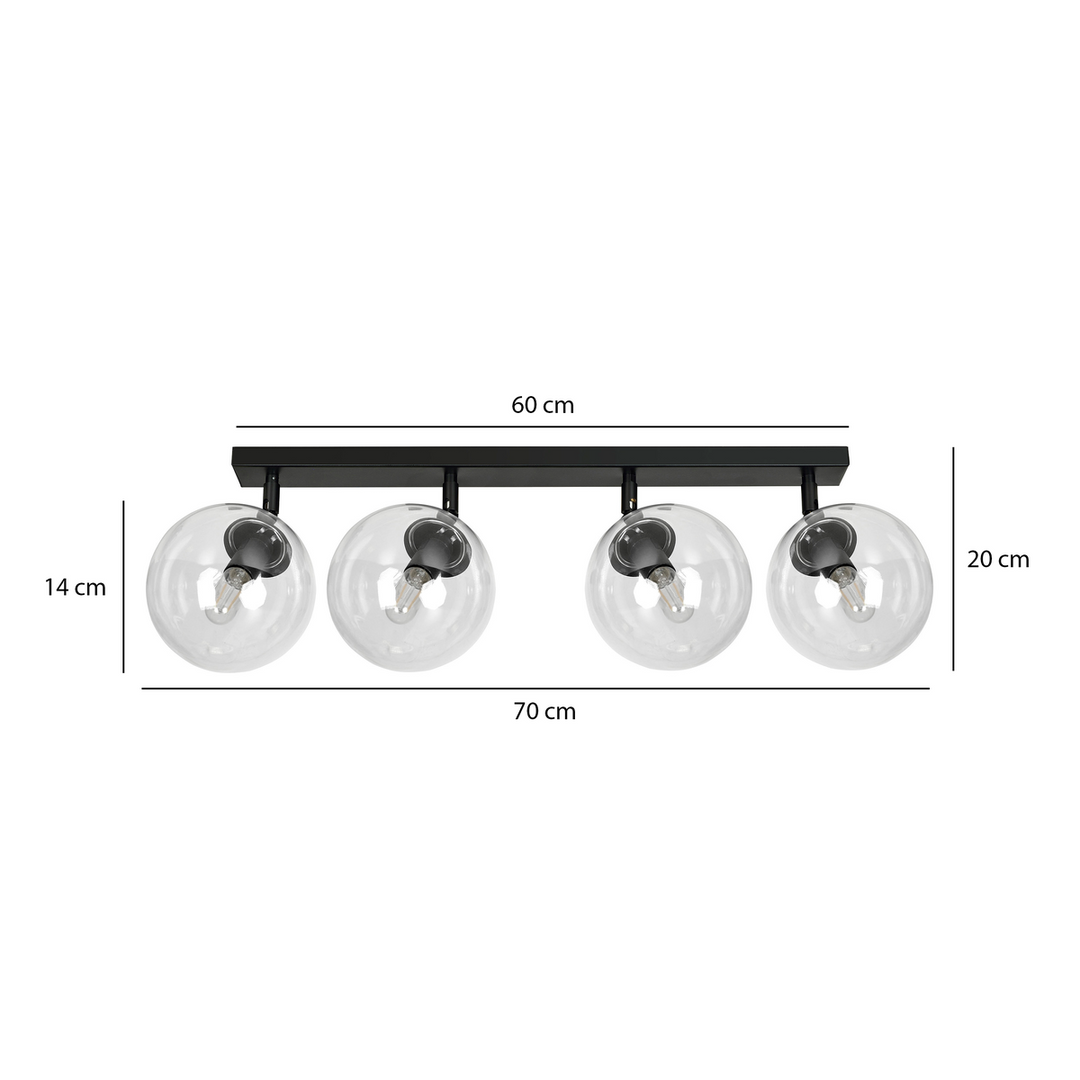 Tofi taklampe 4 lys - Svart/Klart glass-Taklamper-Emibig-776/4-Lightup.no