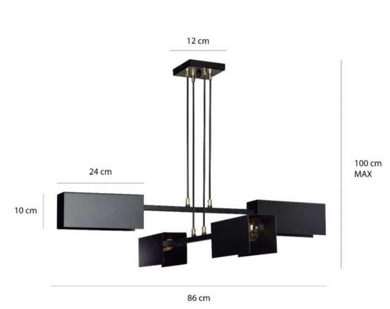 Tolos takpendel 4 lys - Svart-Takpendler-Emibig-633/4-Lightup.no
