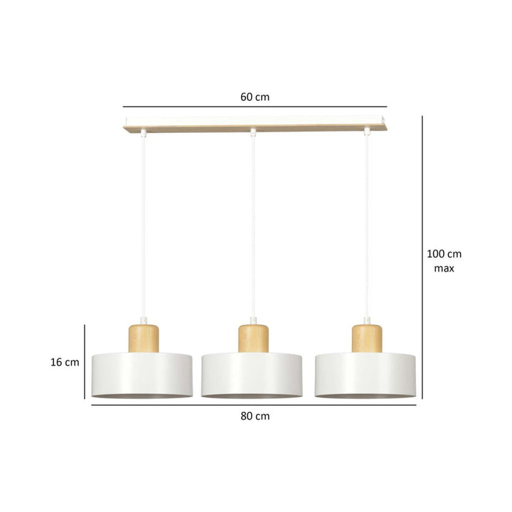 Torin trippel takpendel - Hvit/Tre-Takpendler-Emibig-Hvit / Tre-1047/3-Lightup.no