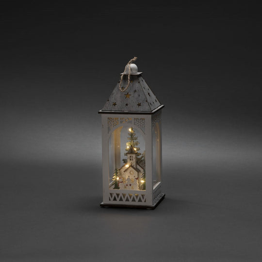 Trelykt med kirke - Hvit-Julebelysning dekor og pynt-Konstsmide-Hvit-3271-210-Lightup.no