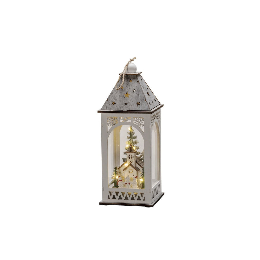 Trelykt med kirke - Hvit-Julebelysning dekor og pynt-Konstsmide-Hvit-3271-210-Lightup.no