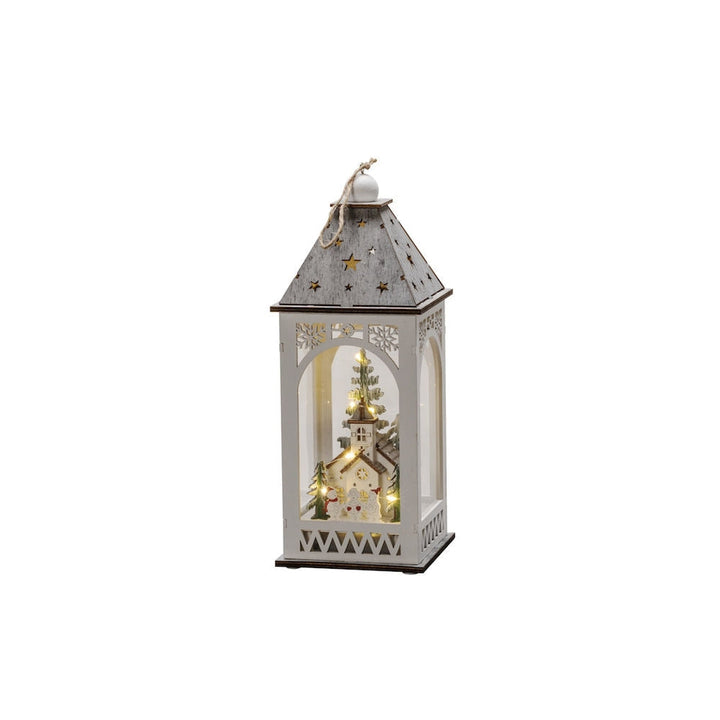 Trelykt med kirke - Hvit-Julebelysning dekor og pynt-Konstsmide-Hvit-3271-210-Lightup.no