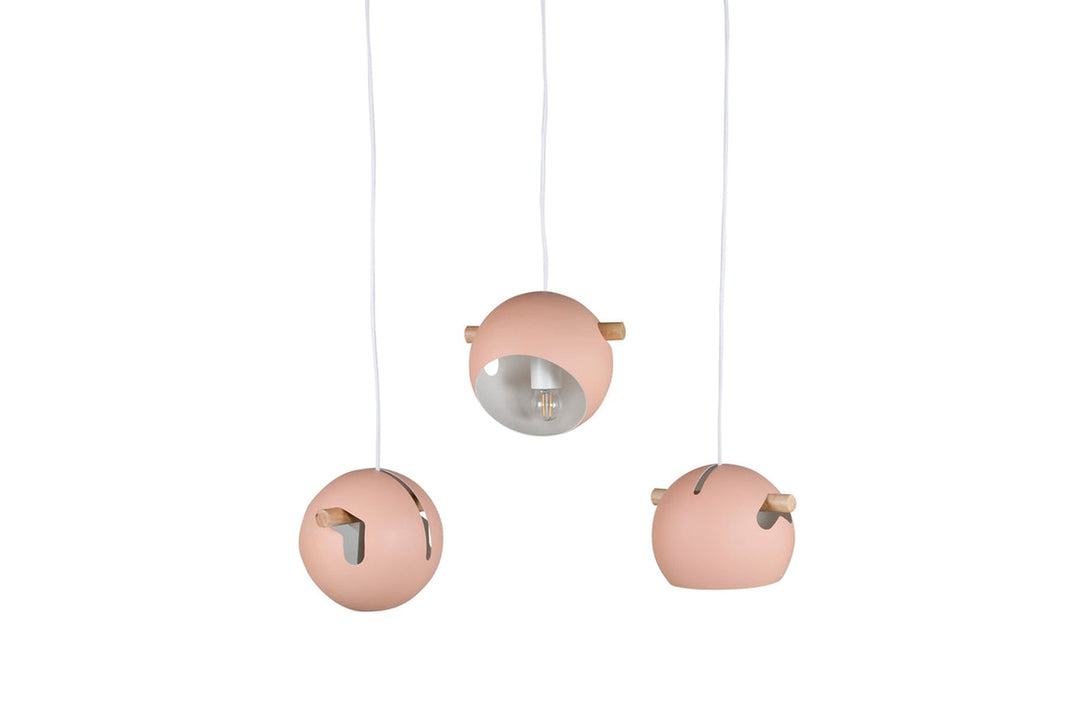 Tubbie takpendel 3 lys - Dusty Pink-Takpendler-Venture Home-Rosa-15507-809-Lightup.no