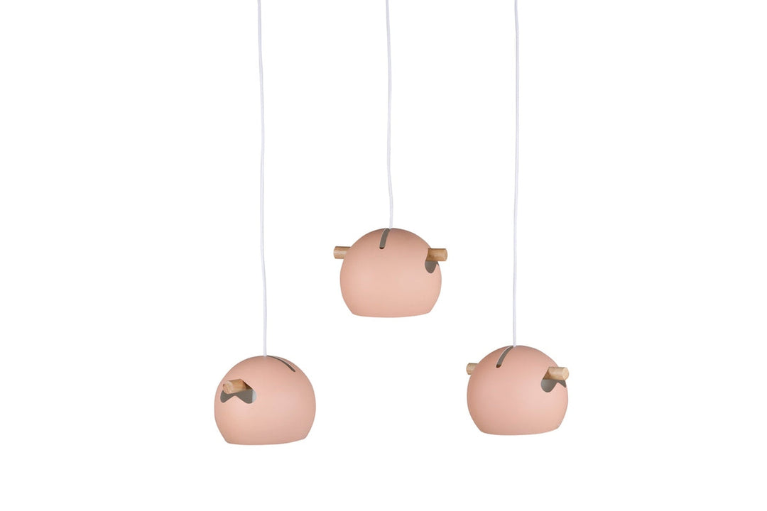 Tubbie takpendel 3 lys - Dusty Pink-Takpendler-Venture Home-Rosa-15507-809-Lightup.no