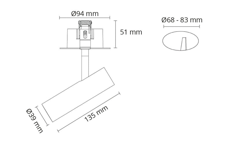 Tube Micro R takspot for innfelling 15W 3000 kelvin dimbar RA98 - Svart-Taklamper-Sg Armaturen As-3203148-Lightup.no