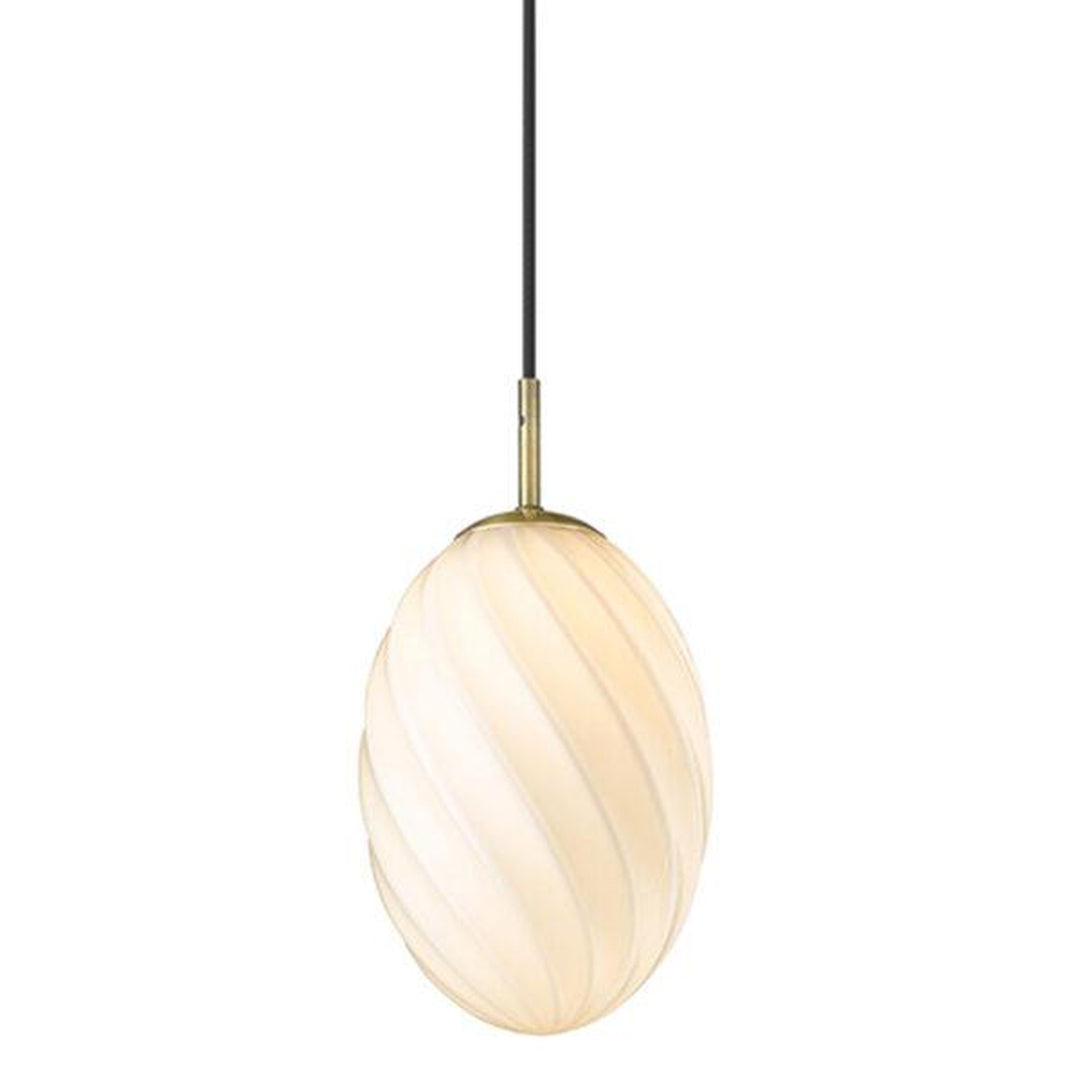 Twist Egg takpendel 15 cm - Antikk messing/Hvit-Takpendler-Halo Designs-5705639739370-Lightup.no