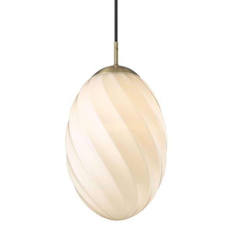 Twist Egg takpendel 25 cm - Antikk messing/Hvit-Takpendler-Halo Designs-5705639739400-Lightup.no