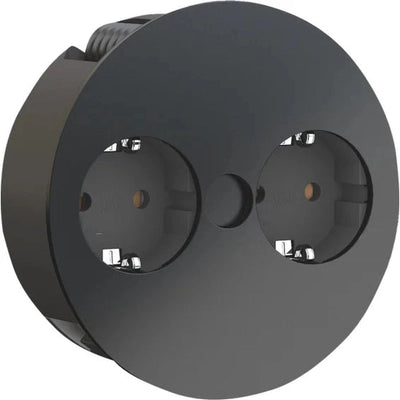 Twist nedfellbar el-uttak med 2 stikkontakter - Svart-Elektro stikkontakter-Lightup.no-1503739-Lightup.no