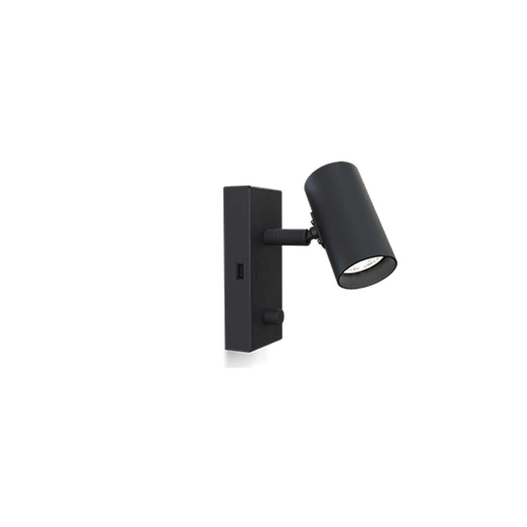 Tyson vegglampe m/USB venstre side dimbar - Svart-Vegglamper-Belid-507808624-Lightup.no