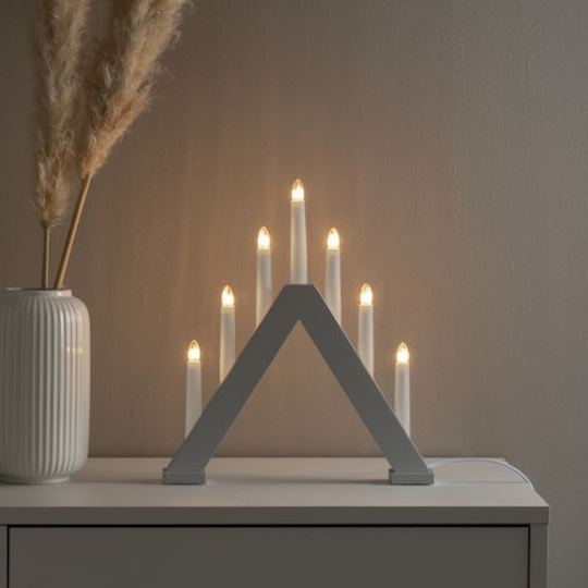 (Utgått) (Utgått) Adventsstake 7 armet - Matt grå-Julebelysning adventsstake-Konstsmide-3930-305-Lightup.no